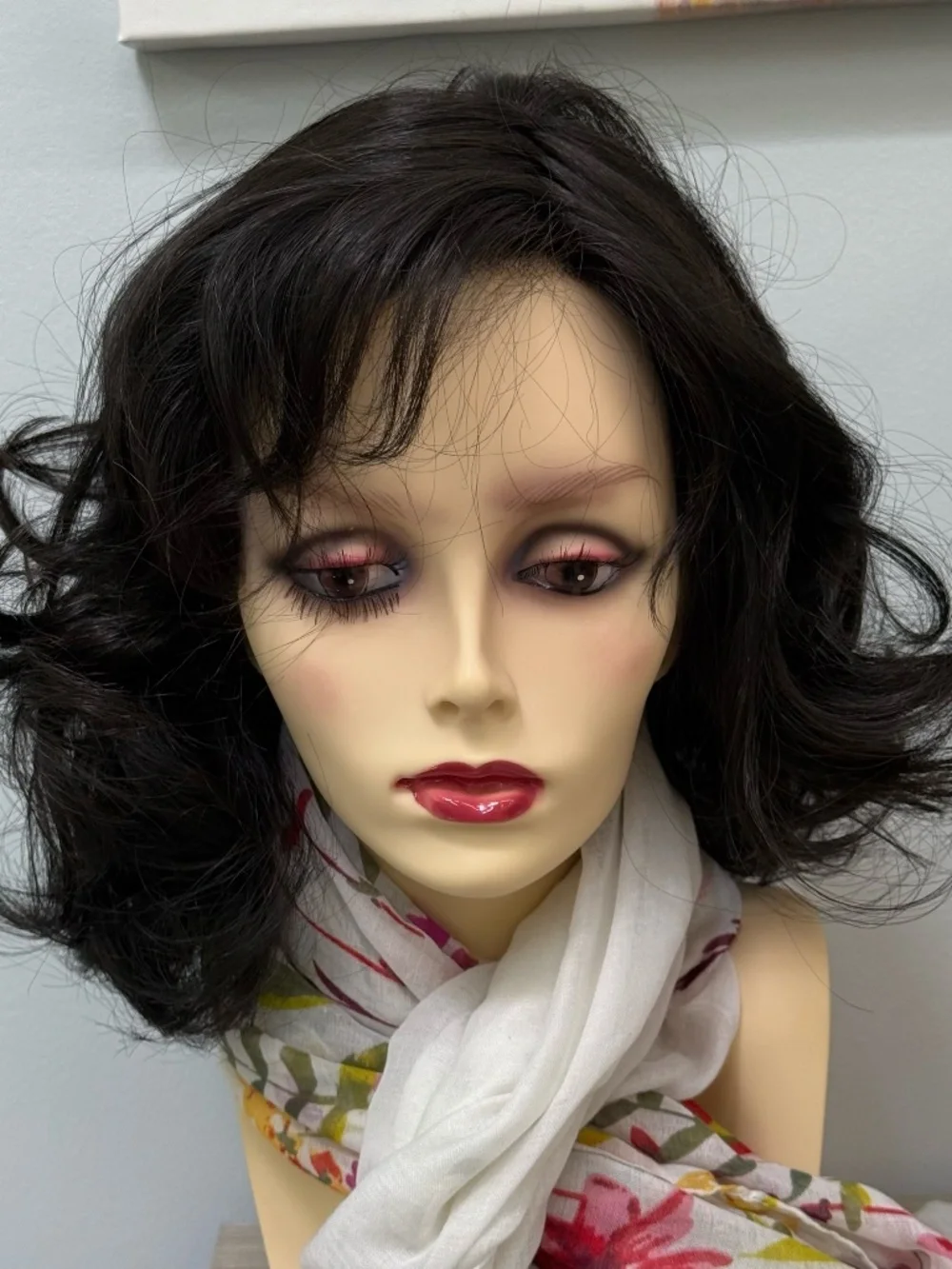 Curly dark brown black wig, Belle Tress, Devotion in Coffee without Cream, Lace